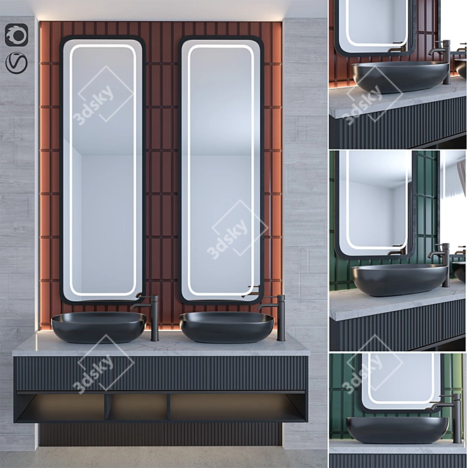 Contemporary Bathroom 3D Model 3D model image 1