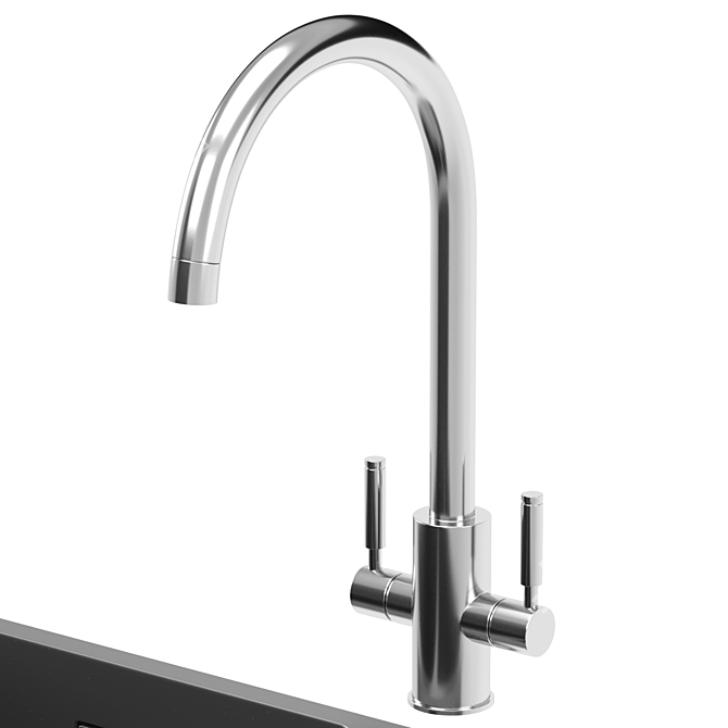 Sleek Stainless Steel Kitchen Sink 3D model image 7