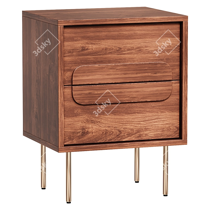 Gemini Walnut Nightstand 3D model image 1