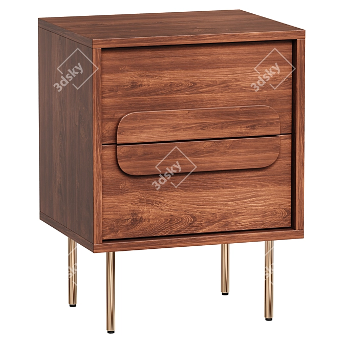 Gemini Walnut Nightstand 3D model image 3