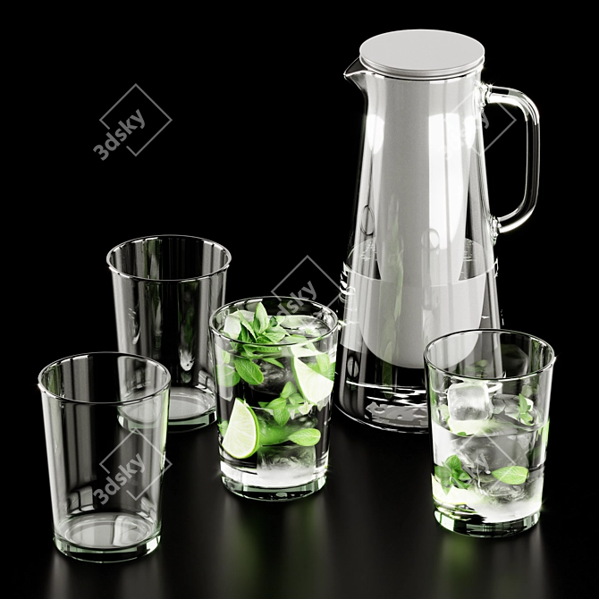 Elegant Glassware Collection 3D model image 1