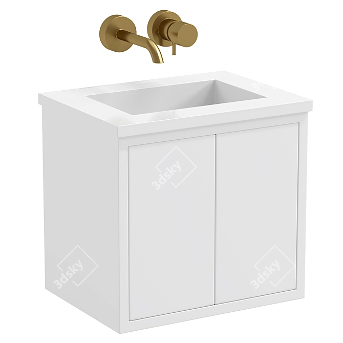 Stylish 400mm Cloakroom Vanity 3D model image 1