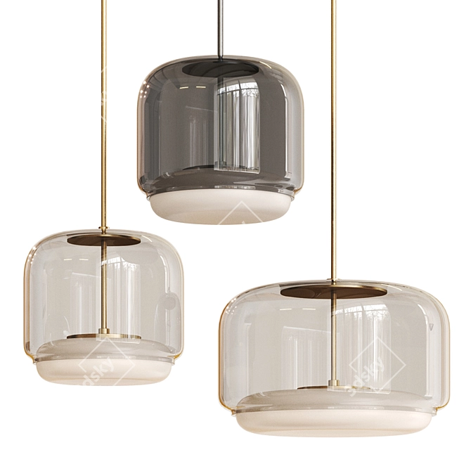 Sleek Metal Glass Pendant Lights 3D model image 1