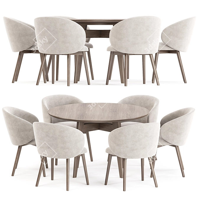 Modern Dining Set Collection with Chair and Table 3D model image 2