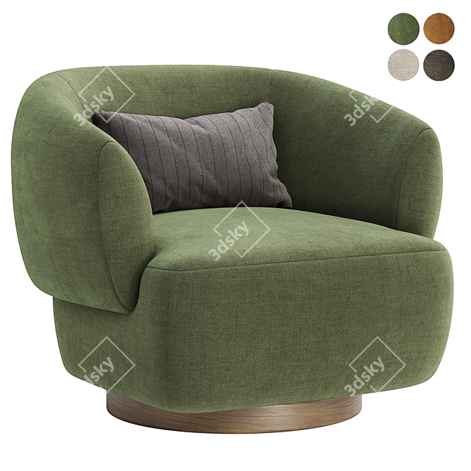 Elegant Swivel Chair in 4 Color Options 3D model image 2