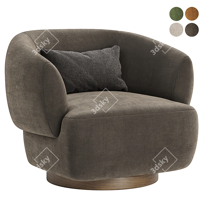 Elegant Swivel Chair in 4 Color Options 3D model image 4