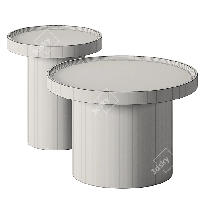 Modern Wood Side Tables Set 3D model image 3