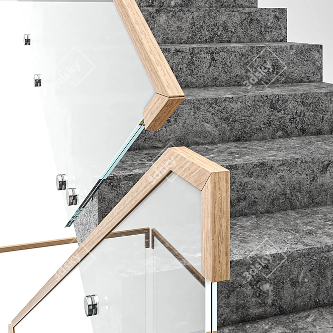 Sleek U-Shaped Stairway 3D model image 2