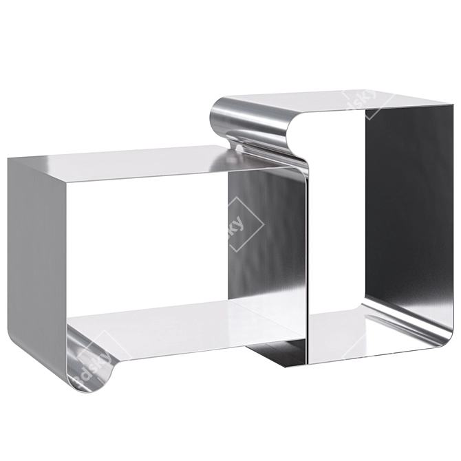 Sleek Steel Side Table 3D model image 1