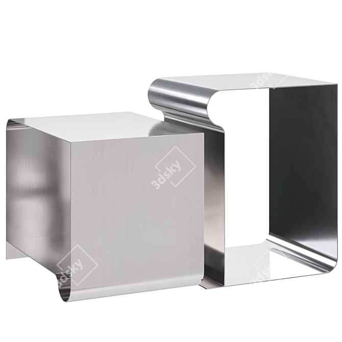 Sleek Steel Side Table 3D model image 2