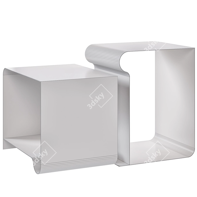 Sleek Steel Side Table 3D model image 3