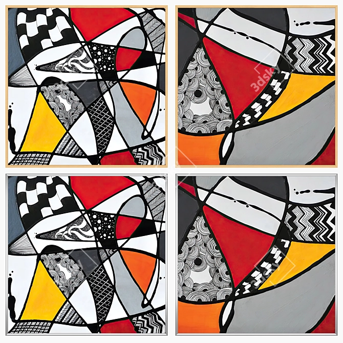 Wall Art Set with Frames 3D model image 3