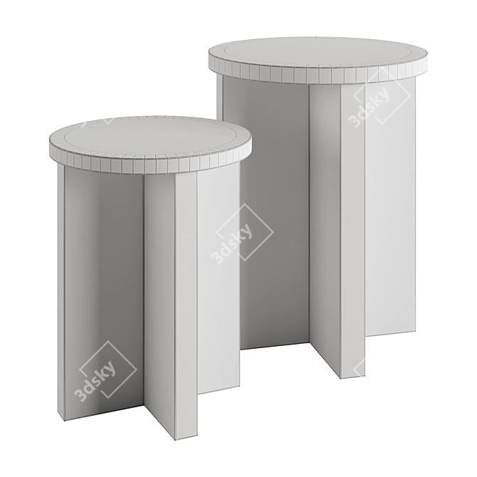 Modern CHENE Side Table Set 3D model image 7