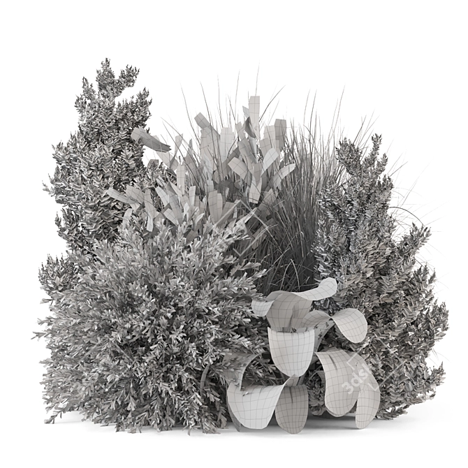 Outdoor Bush Plant Set 1274 3D model image 7