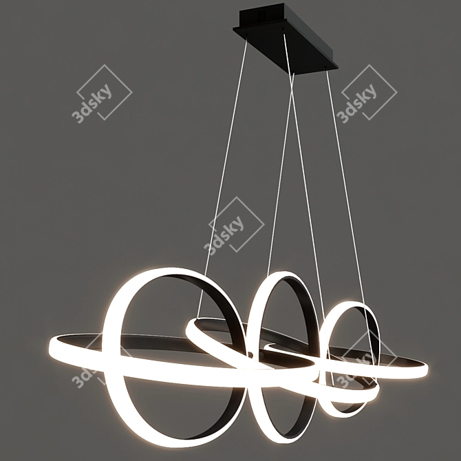 Elegant LED Linear Chandelier Brushed Gold 3D model image 3