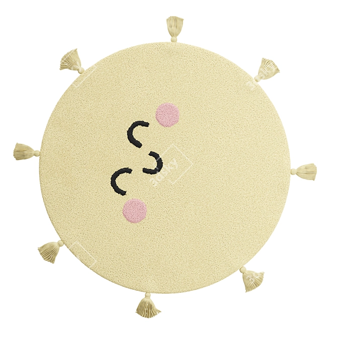 Sunshine Yellow Kids Rug 3D model image 3