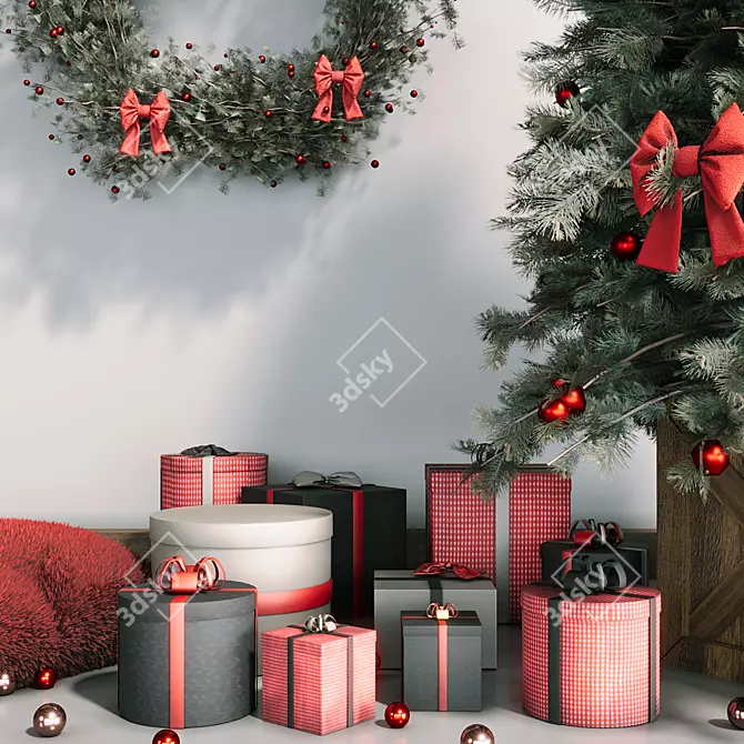 Festive Christmas Tree Decor Set 3D model image 3