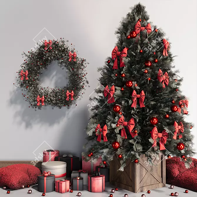 Festive Christmas Tree Decor Set 3D model image 6