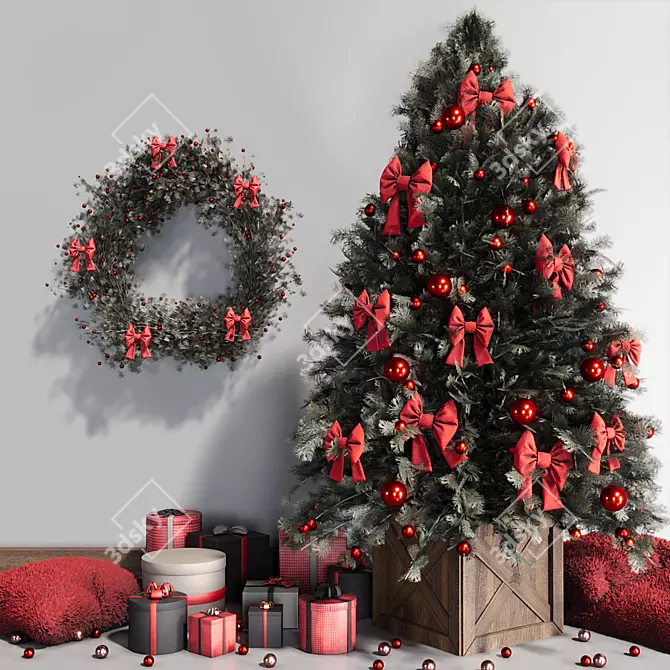 Festive Christmas Tree Decor Set 3D model image 7