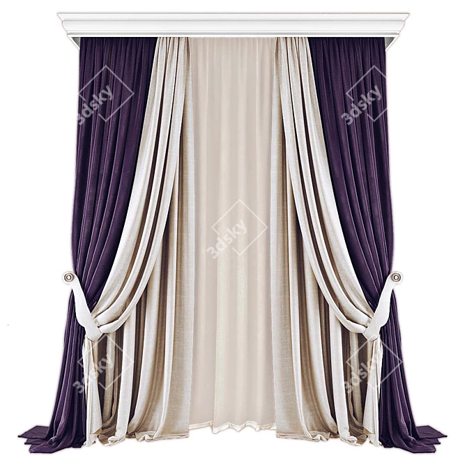 Modern Geometric Patterned Curtains 3D model image 1