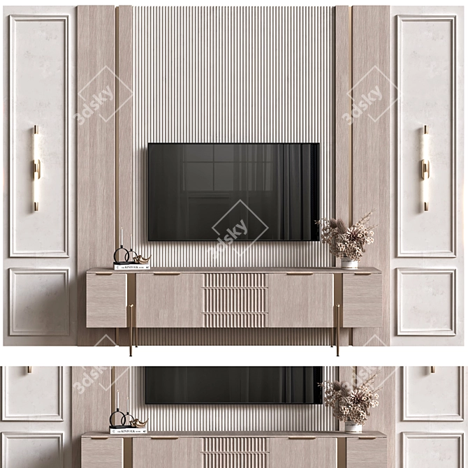 Modern TV Wall Mount Stand 3D model image 2