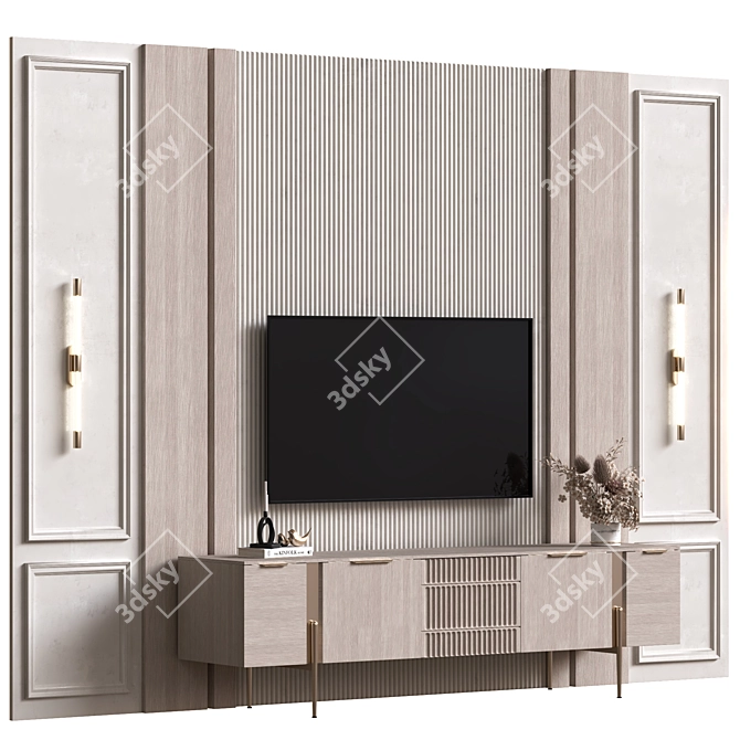 Modern TV Wall Mount Stand 3D model image 3