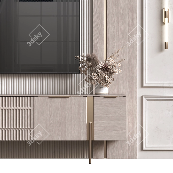 Modern TV Wall Mount Stand 3D model image 5