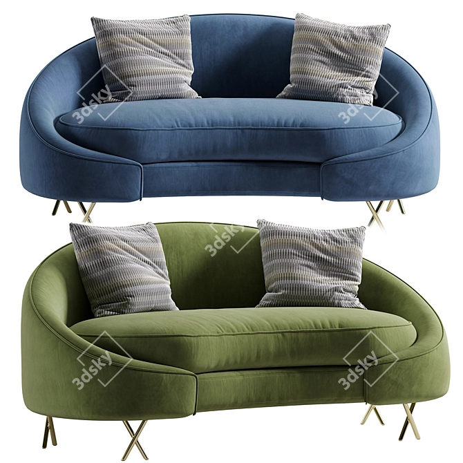 Modern Velvet Loveseat Lula - 3D Model 3D model image 1