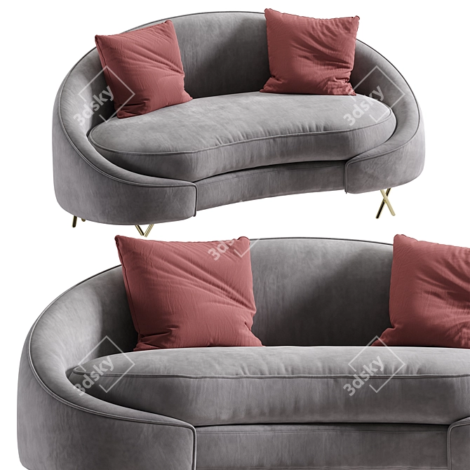 Modern Velvet Loveseat Lula - 3D Model 3D model image 3