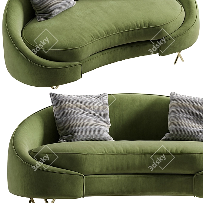 Modern Velvet Loveseat Lula - 3D Model 3D model image 5