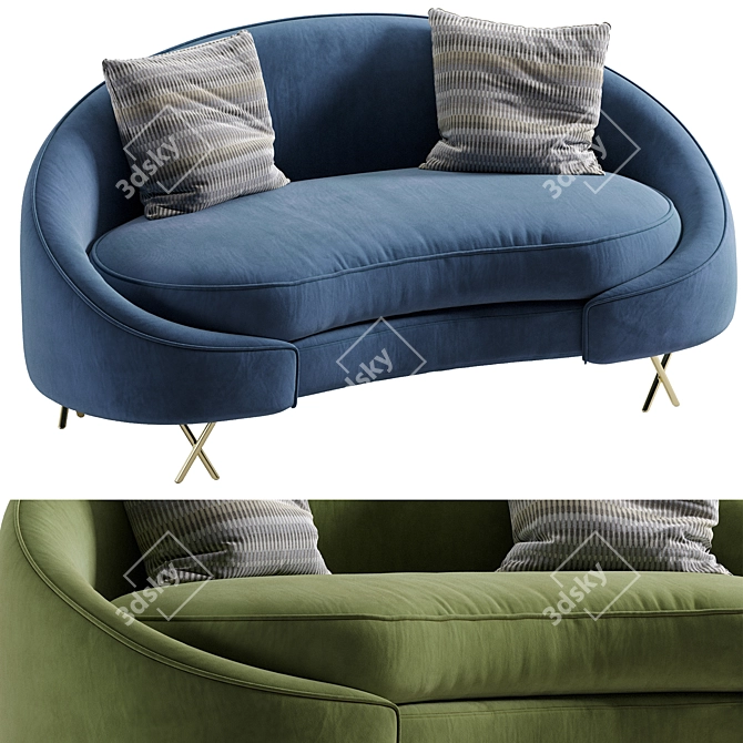 Modern Velvet Loveseat Lula - 3D Model 3D model image 6