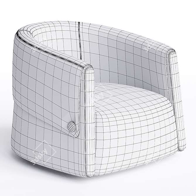 Luxurious Swivel Armchair in Leather 3D model image 3