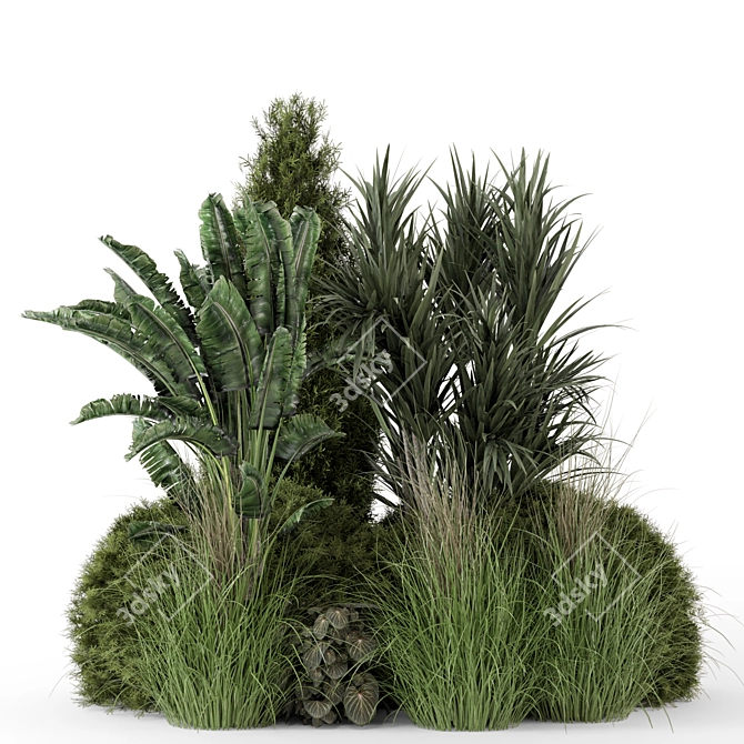 Title: Premium Outdoor Plants Bush Set 3D model image 6