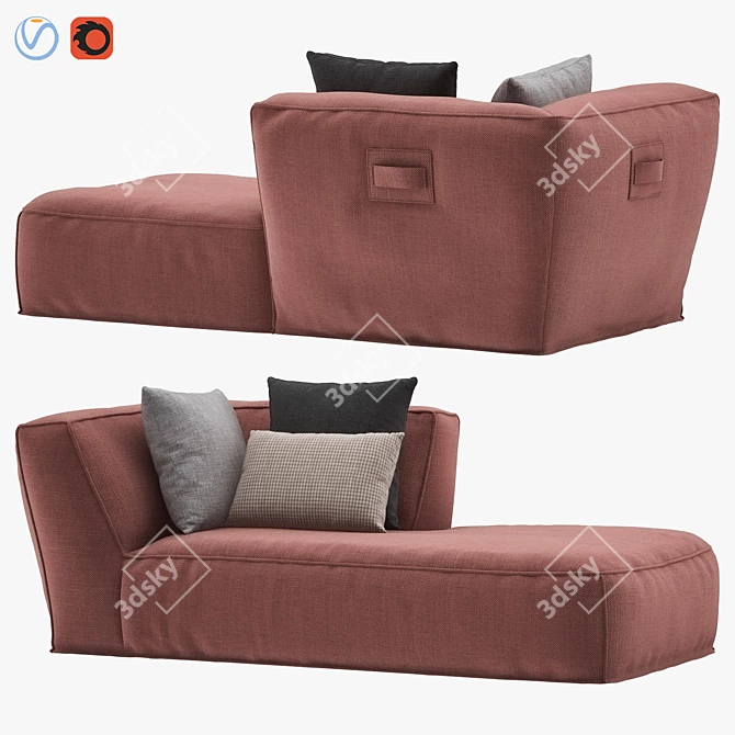 Contemporary Modular Chaise Lounge Module 3D model image 1