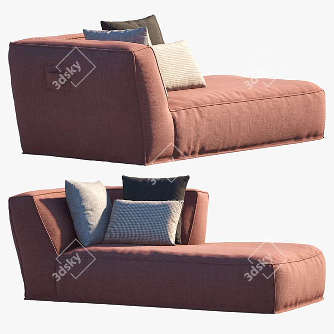 Contemporary Modular Chaise Lounge Module 3D model image 3