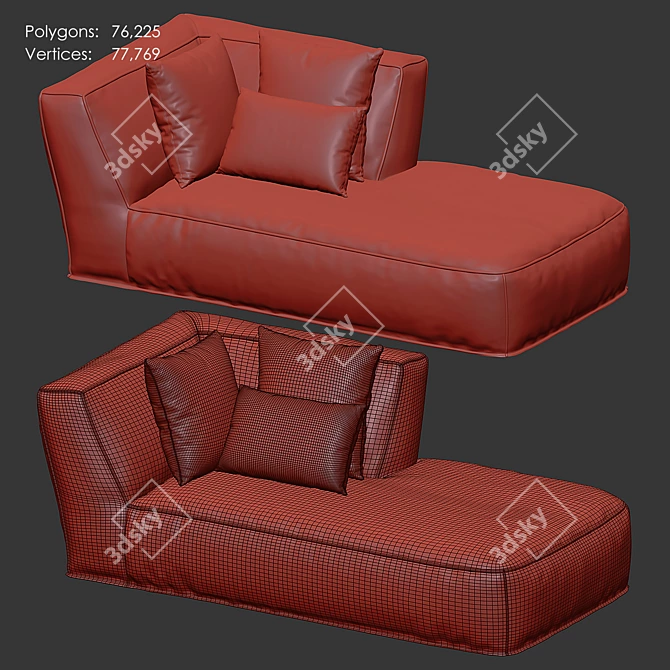 Contemporary Modular Chaise Lounge Module 3D model image 5