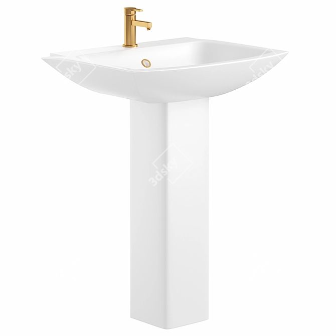 Elegant 24" Pedestal Sink 3D model image 1