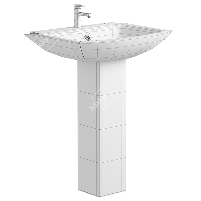 Elegant 24" Pedestal Sink 3D model image 2