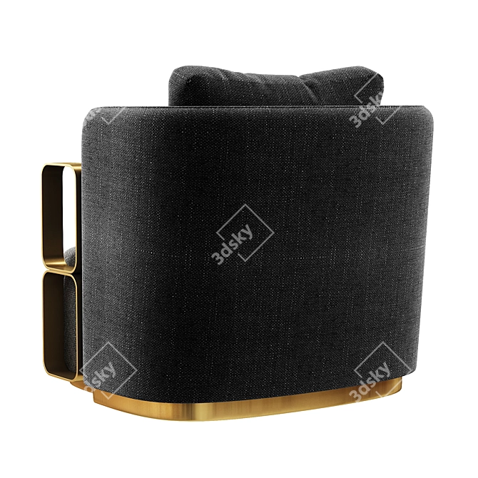 Boho Fabric Armchair with Brass Base 3D model image 5