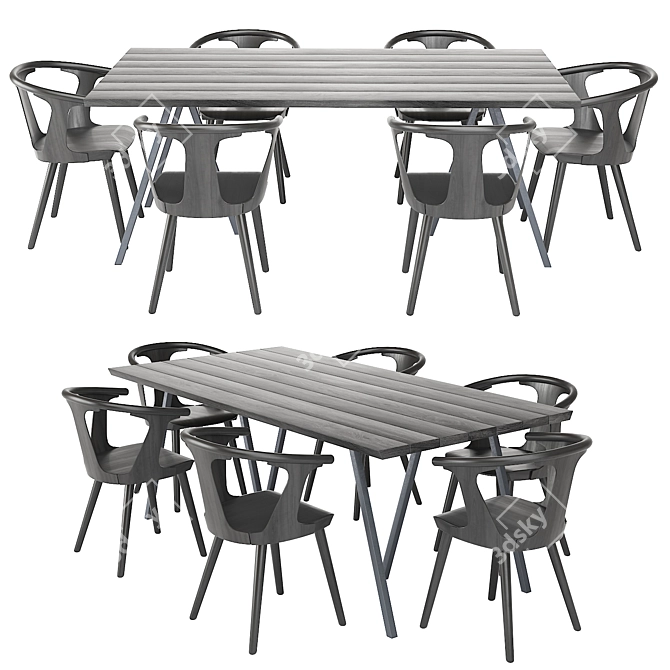 Sleek 2017 Dining Set 3D model image 1