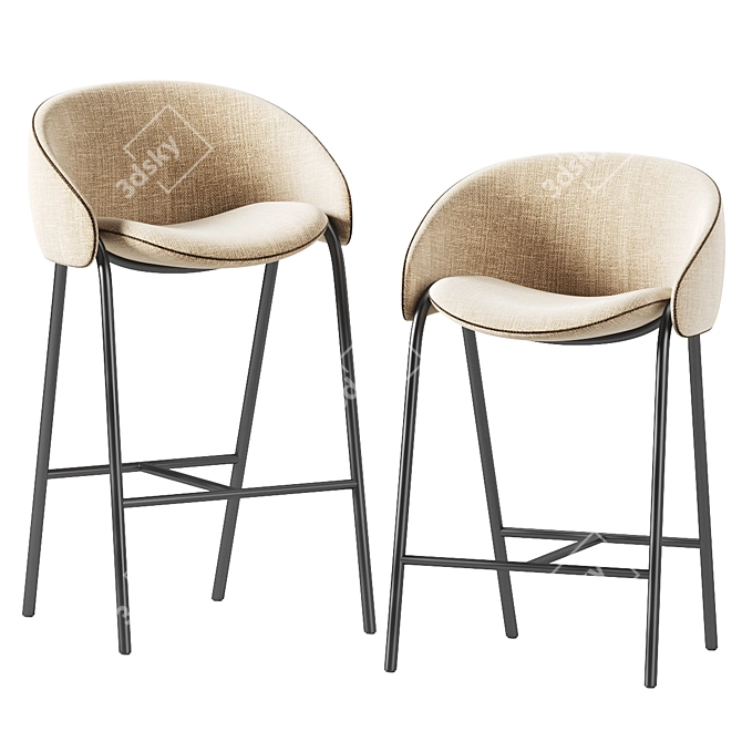 Sleek Folium Bar Stool Luxe 3D model image 1