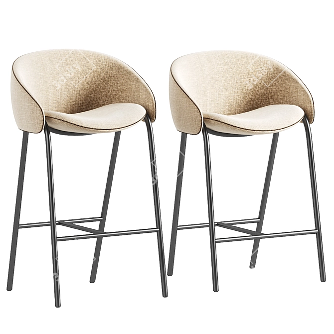 Sleek Folium Bar Stool Luxe 3D model image 2