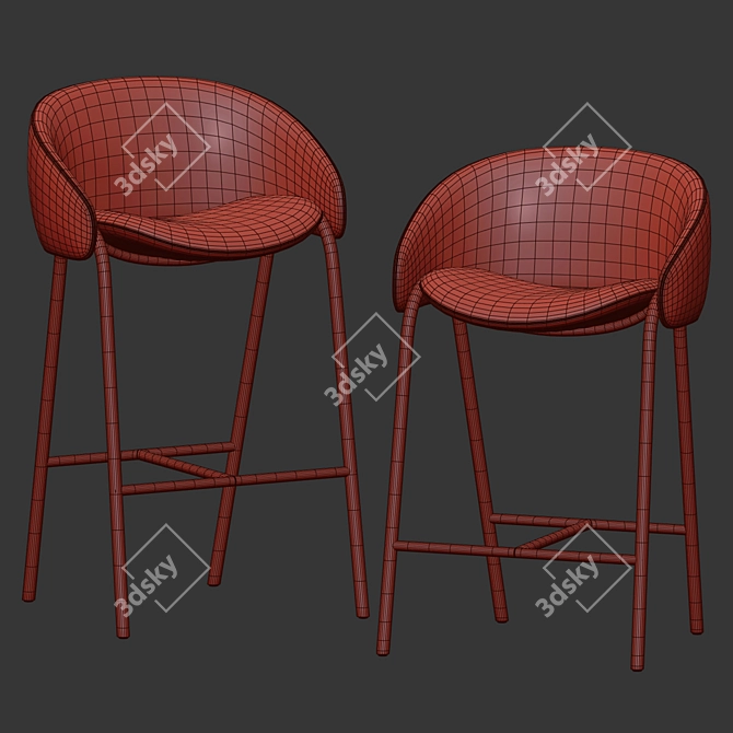 Sleek Folium Bar Stool Luxe 3D model image 3
