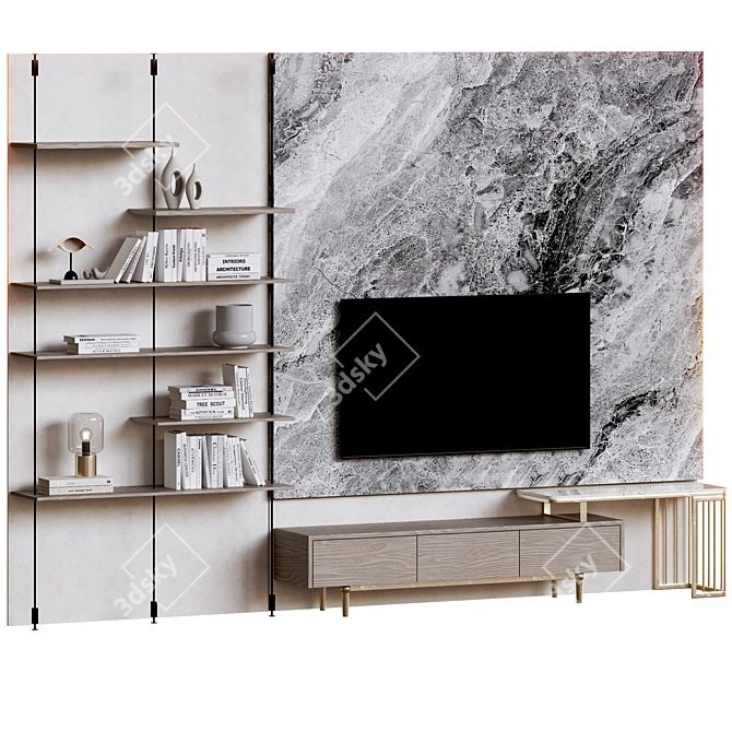 Modern TV Wall Mount Stand 3D model image 3