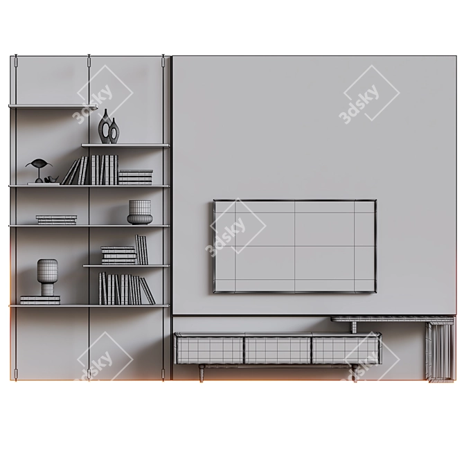 Modern TV Wall Mount Stand 3D model image 4