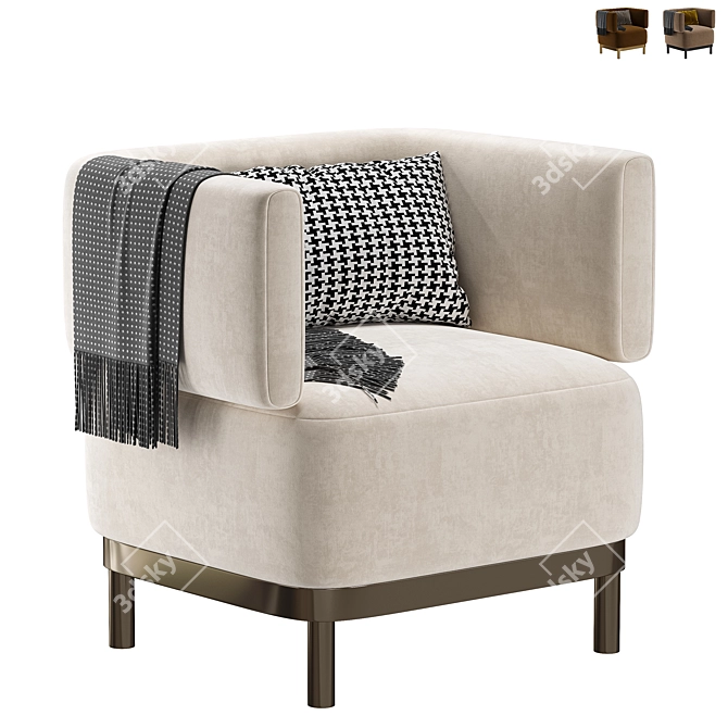 Modern Fabric Armchair by Lebom 3D model image 1