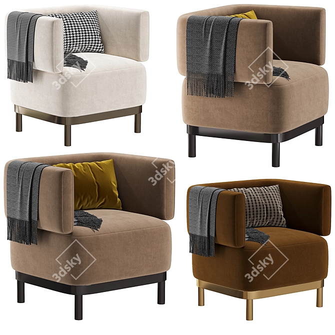 Modern Fabric Armchair by Lebom 3D model image 4