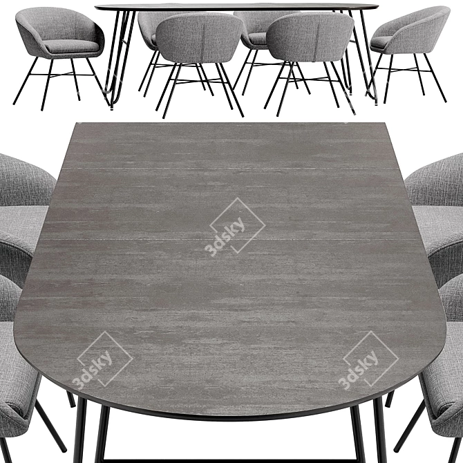 Modern Dining Chair & Table 3D model image 2