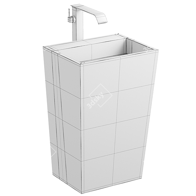 Contemporary Cast Stone Pedestal Sink 3D model image 2
