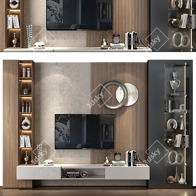 Modern TV Wall Decor Shelf 3D model image 1